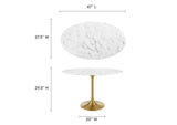 EEI-3216-GLD-WHI Lippa 48" Oval Faux Marble Dining Table By Modway