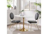 EEI-3216-GLD-WHI Lippa 48" Oval Faux Marble Dining Table By Modway