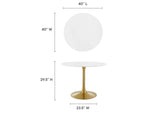 EEI-3226-GLD-WHI Lippa 40" Round Wood Dining Table By Modway