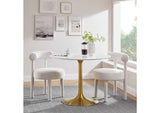 EEI-3226-GLD-WHI Lippa 40" Round Wood Dining Table By Modway