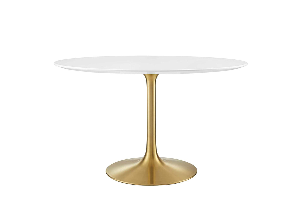EEI-3227-GLD-WHI Lippa 48" Round Wood Dining Table By Modway