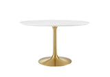 EEI-3227-GLD-WHI Lippa 48" Round Wood Dining Table By Modway