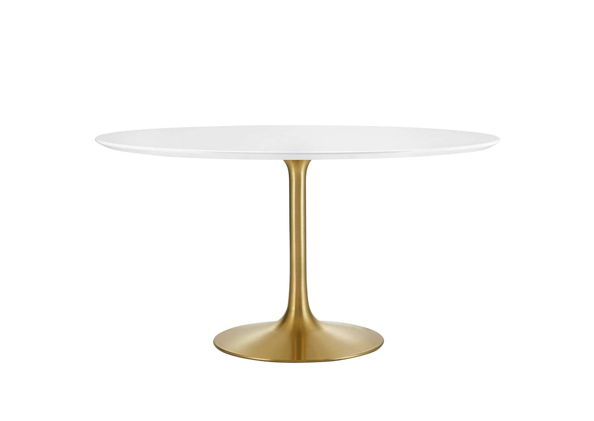 EEI-3228-GLD-WHI Lippa 54" Round Wood Dining Table By Modway