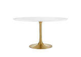EEI-3228-GLD-WHI Lippa 54" Round Wood Dining Table By Modway