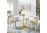 EEI-3228-GLD-WHI Lippa 54" Round Wood Dining Table By Modway