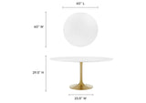 EEI-3229-GLD-WHI Lippa 60" Round Wood Dining Table By Modway