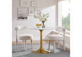 EEI-3231-GLD-WHI Lippa 40" Round Faux Marble Dining Table By Modway