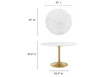 EEI-3232-GLD-WHI Lippa 48" Round Faux Marble Dining Table By Modway