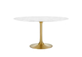 EEI-3233-GLD-WHI Lippa 54" Round Faux Marble Dining Table By Modway