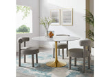 EEI-3233-GLD-WHI Lippa 54" Round Faux Marble Dining Table By Modway