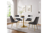 EEI-3234-GLD-WHI Lippa 60" Round Faux Marble Dining Table By Modway