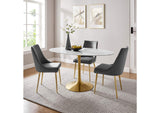 EEI-3236-GLD-WHI Lippa 60" Oval Faux Marble Dining Table By Modway