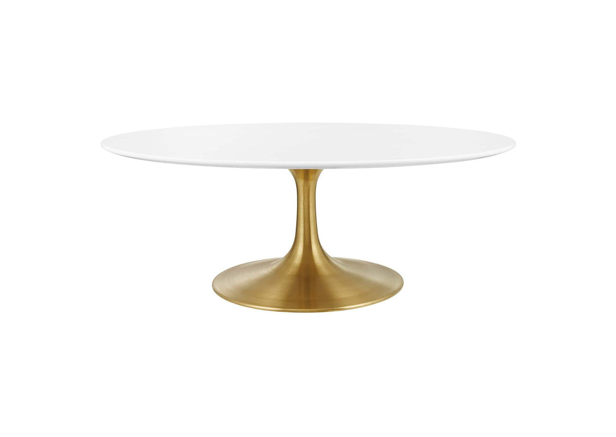 EEI-3248-GLD-WHI Lippa 42" Oval Wood Coffee Table By Modway