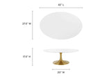 EEI-3248-GLD-WHI Lippa 42" Oval Wood Coffee Table By Modway