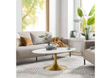 EEI-3248-GLD-WHI Lippa 42" Oval Wood Coffee Table By Modway