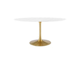 EEI-3254-GLD-WHI Lippa 60" Oval Wood Dining Table By Modway