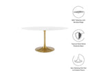 EEI-3254-GLD-WHI Lippa 60" Oval Wood Dining Table By Modway