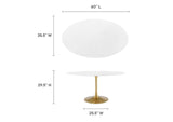EEI-3254-GLD-WHI Lippa 60" Oval Wood Dining Table By Modway
