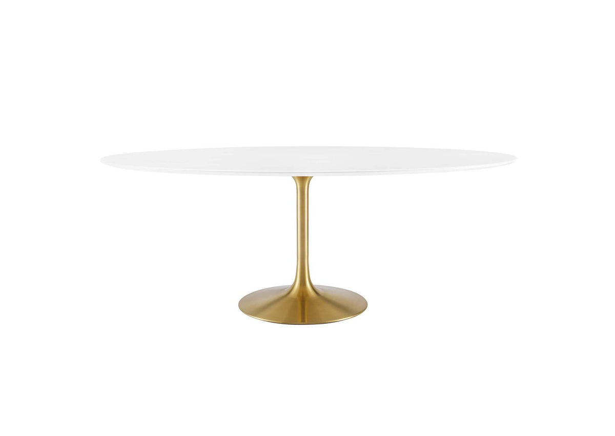 EEI-3255-GLD-WHI Lippa 78" Oval Wood Dining Table By Modway