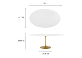 EEI-3255-GLD-WHI Lippa 78" Oval Wood Dining Table By Modway