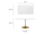 EEI-3256-GLD-WHI Lippa 60" Rectangular Wood Dining Table By Modway