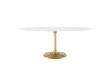 EEI-3257-GLD-WHI Lippa 78" Oval Faux Marble Dining Table By Modway
