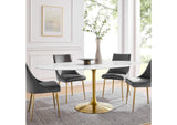 EEI-3257-GLD-WHI Lippa 78" Oval Faux Marble Dining Table By Modway