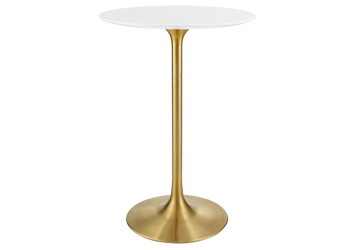 EEI-3262-GLD-WHI Lippa 28" Round Wood Bar Table By Modway