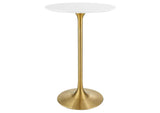 EEI-3262-GLD-WHI Lippa 28" Round Wood Bar Table By Modway
