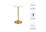 EEI-3262-GLD-WHI Lippa 28" Round Wood Bar Table By Modway