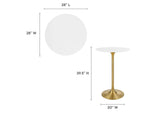 EEI-3262-GLD-WHI Lippa 28" Round Wood Bar Table By Modway