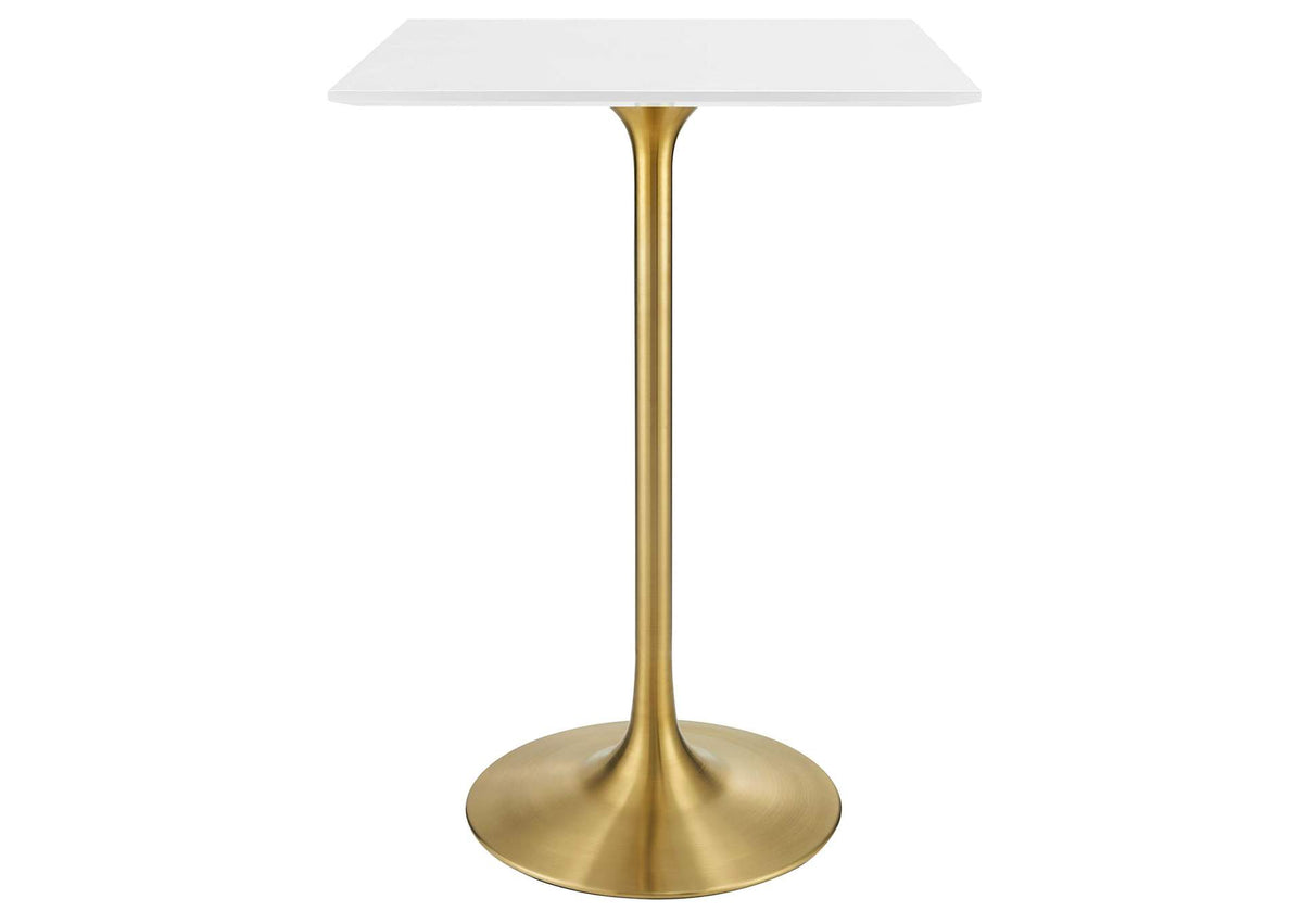 EEI-3263-GLD-WHI Lippa 28" Square Wood Bar Table By Modway