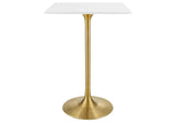 EEI-3263-GLD-WHI Lippa 28" Square Wood Bar Table By Modway