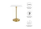EEI-3263-GLD-WHI Lippa 28" Square Wood Bar Table By Modway