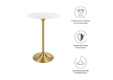 EEI-3264-GLD-WHI Lippa 28" Round Faux Marble Bar Table By Modway