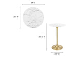 EEI-3264-GLD-WHI Lippa 28" Round Faux Marble Bar Table By Modway