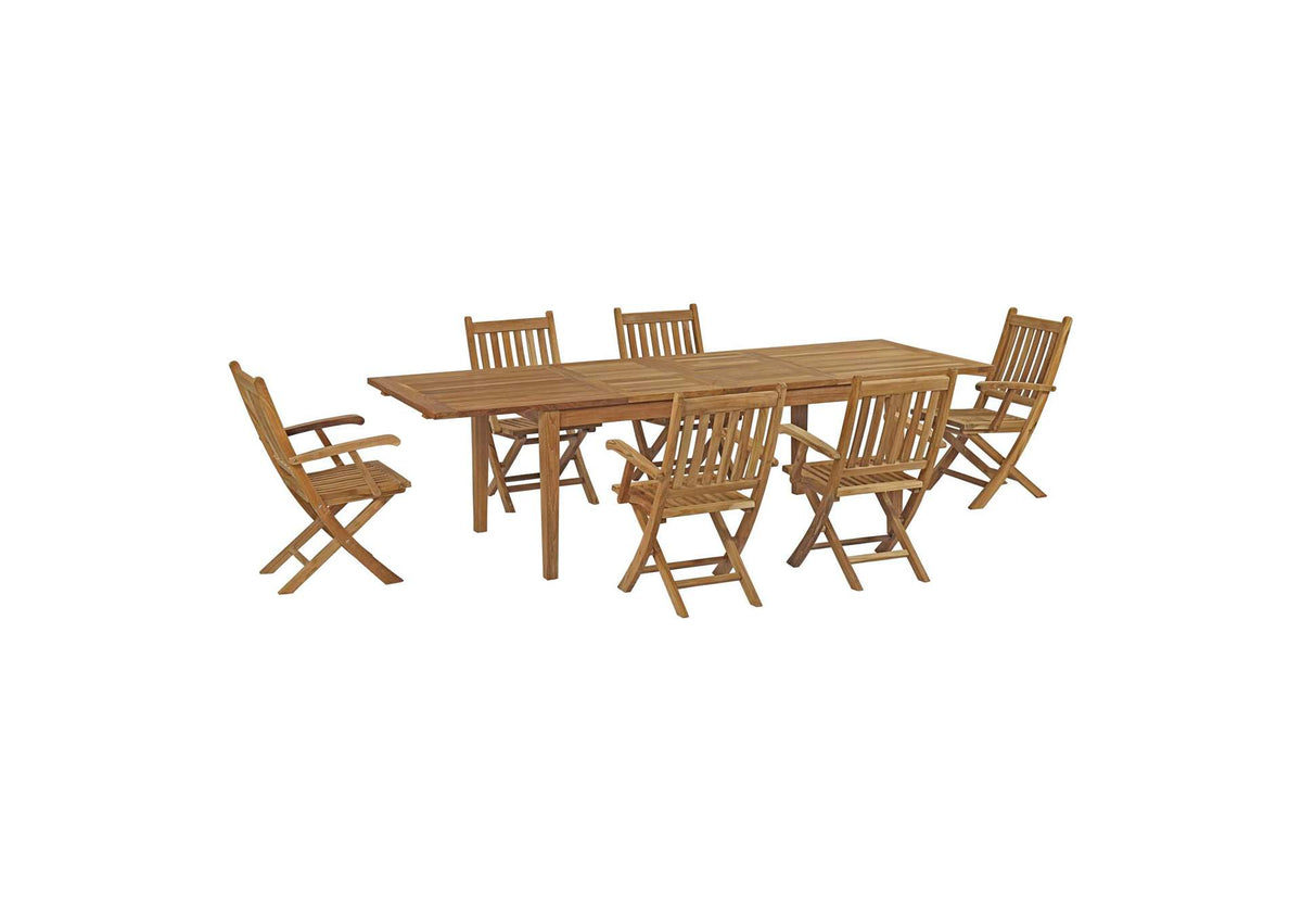 EEI-3280-NAT-SET Marina 7 Piece Outdoor Patio Teak Dining Set By Modway