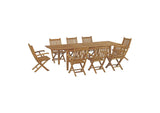 EEI-3281-NAT-SET Marina 9 Piece Outdoor Patio Teak Dining Set By Modway