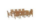EEI-3283-NAT-WHI-SET Marina 11 Piece Outdoor Patio Teak Dining Set By Modway