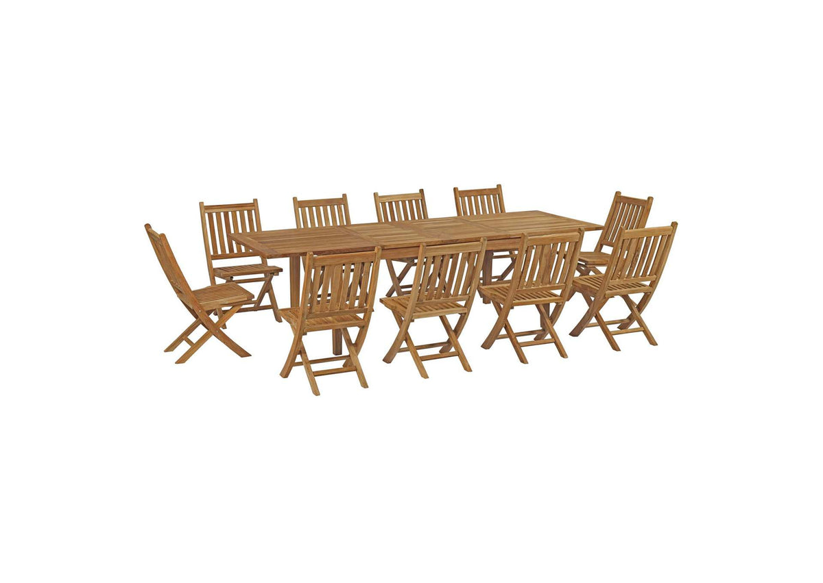 EEI-3284-NAT-SET Marina 11 Piece Outdoor Patio Teak Dining Set By Modway