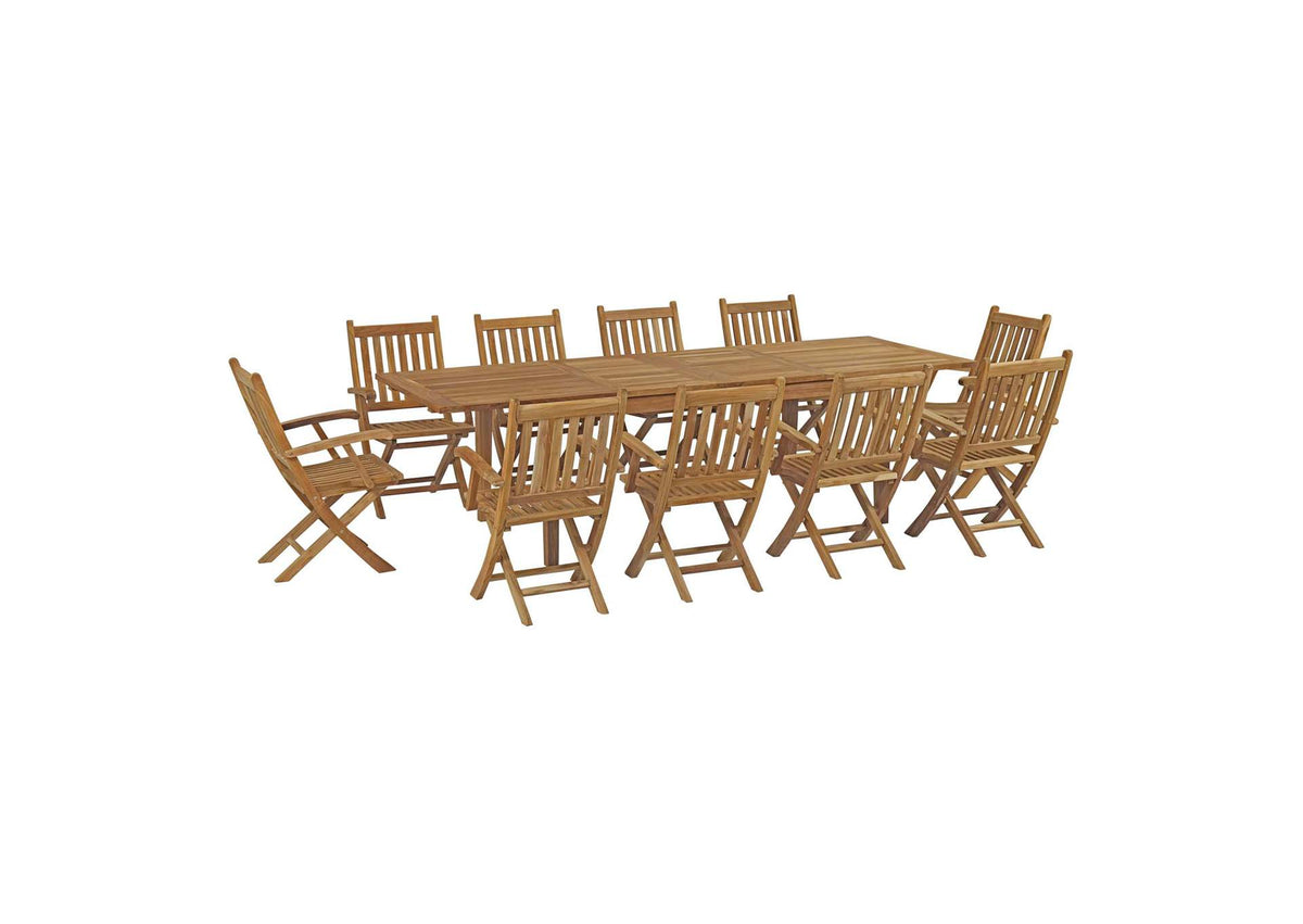 EEI-3285-NAT-SET Marina 11 Piece Outdoor Patio Teak Dining Set By Modway