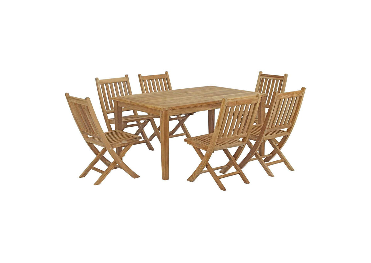 EEI-3290-NAT-SET Marina 7 Piece Outdoor Patio Teak Dining Set By Modway