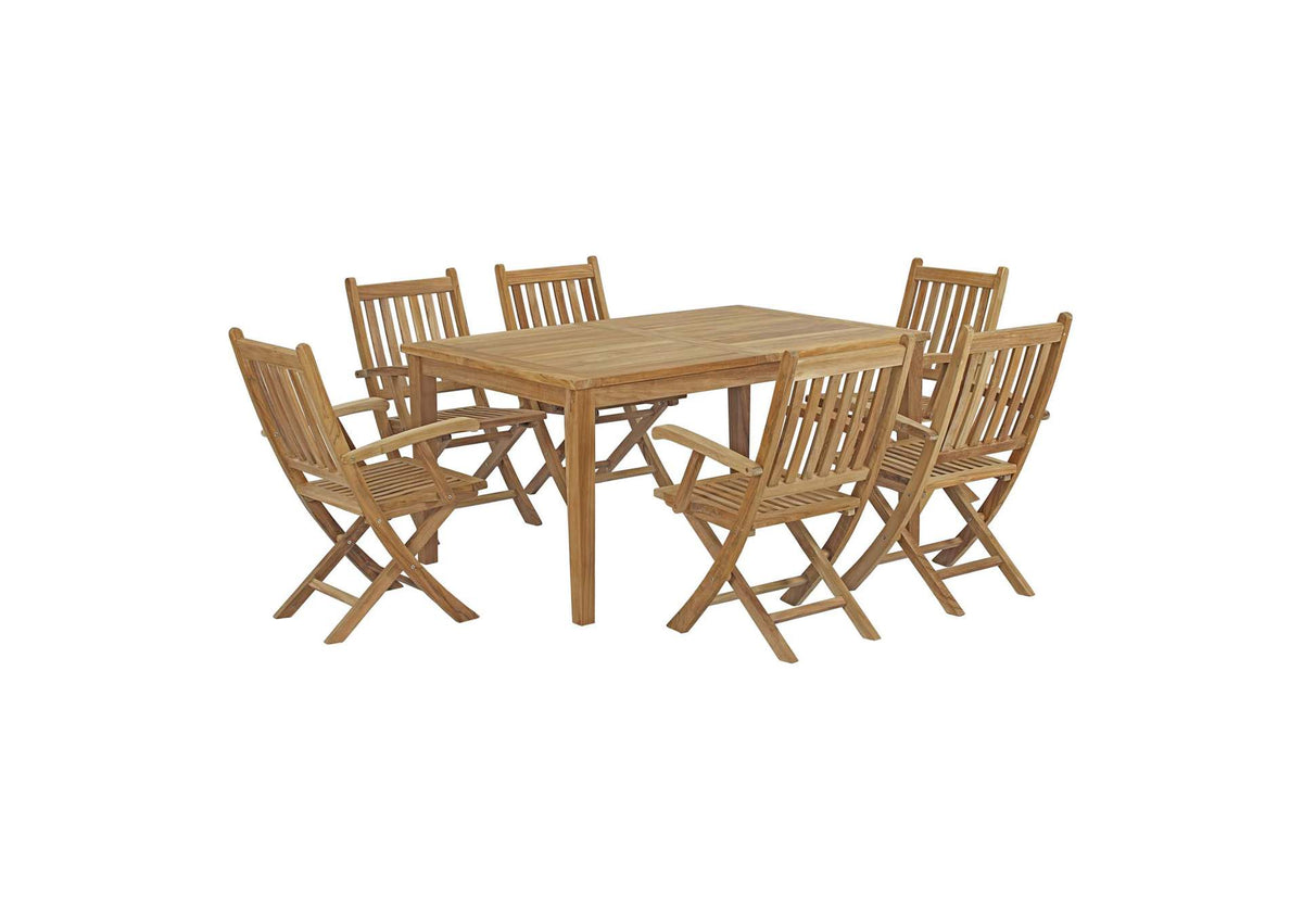 EEI-3291-NAT-SET Marina 7 Piece Outdoor Patio Teak Dining Set By Modway