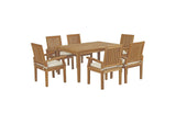 EEI-3292-NAT-WHI-SET Marina 7 Piece Outdoor Patio Teak Dining Set By Modway
