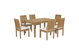 EEI-3293-NAT-WHI-SET Marina 7 Piece Outdoor Patio Teak Dining Set By Modway