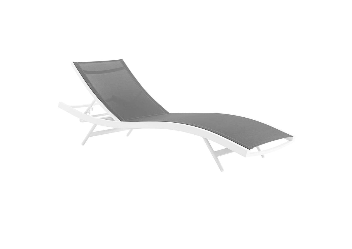 EEI-3300-WHI-GRY Glimpse Outdoor Patio Mesh Chaise Lounge Chair By Modway
