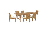 EEI-3307-NAT-WHI-SET Marina 7 Piece Outdoor Patio Teak Dining Set By Modway