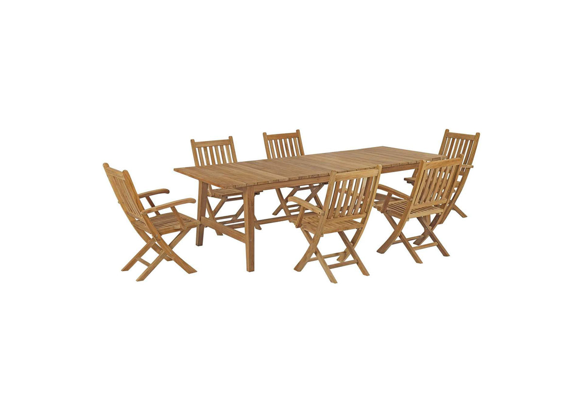 EEI-3310-NAT-SET Marina 7 Piece Outdoor Patio Teak Dining Set By Modway