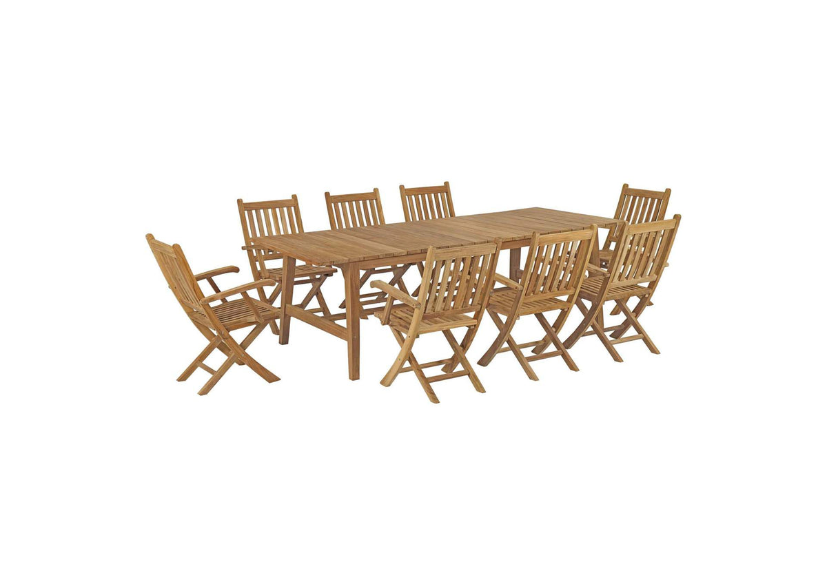 EEI-3314-NAT-SET Marina 9 Piece Outdoor Patio Teak Dining Set By Modway