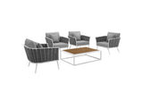 EEI-3321-WHI-GRY-SET Stance 5 Piece Outdoor Patio Aluminum Sectional Sofa Set By Modway